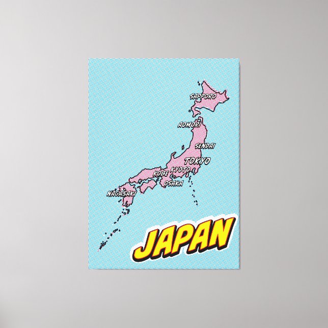 Pop Art Illustrated Japan map Canvas Print (Front)