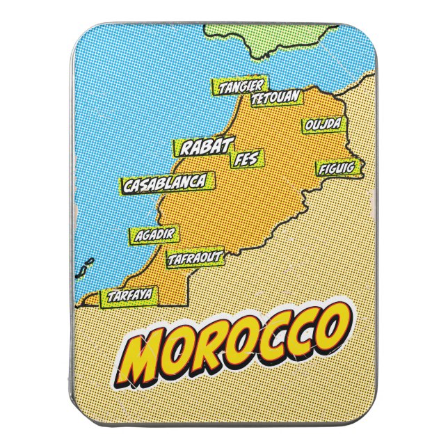 Pop Art Illustrated Morocco map Jigsaw Puzzle (Lid Vertical)