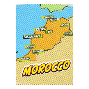Pop Art Illustrated Morocco map Photo Print