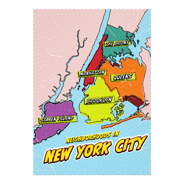 Pop Art Illustrated New York City map Photo Print | Zazzle