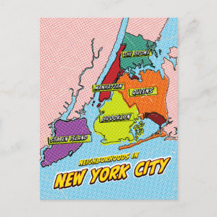 Pop Art Illustrated New York City map Postcard