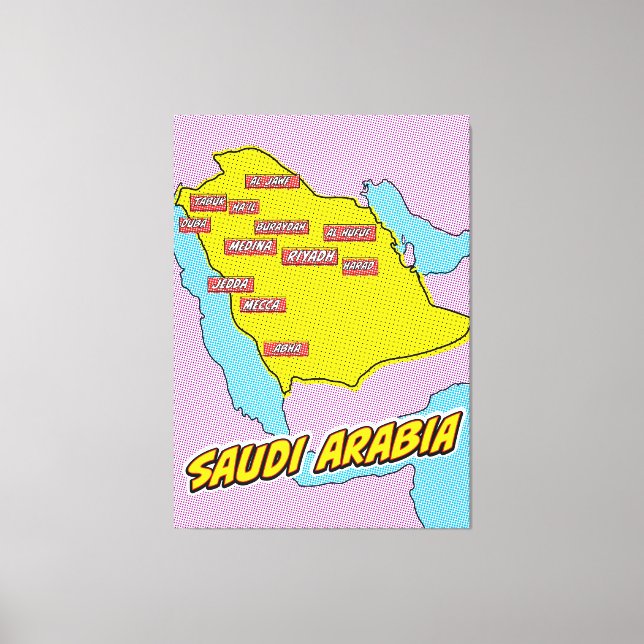 Pop Art Illustrated Saudi Arabia map Canvas Print (Front)