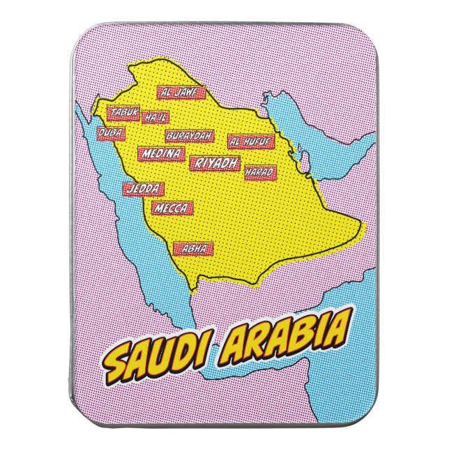 Pop Art Illustrated Saudi Arabia map Jigsaw Puzzle (Lid Vertical)