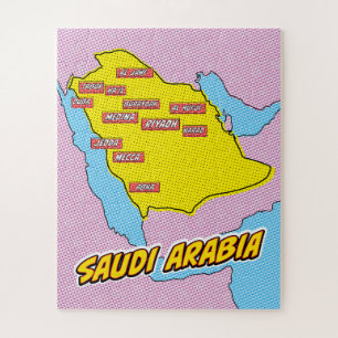 Pop Art Illustrated Saudi Arabia map Jigsaw Puzzle
