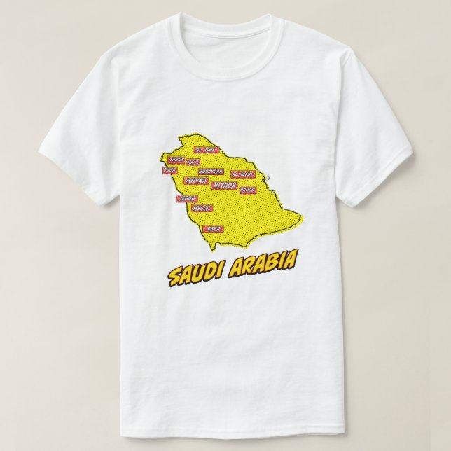 Pop Art Illustrated Saudi Arabia map T-Shirt (Design Front)