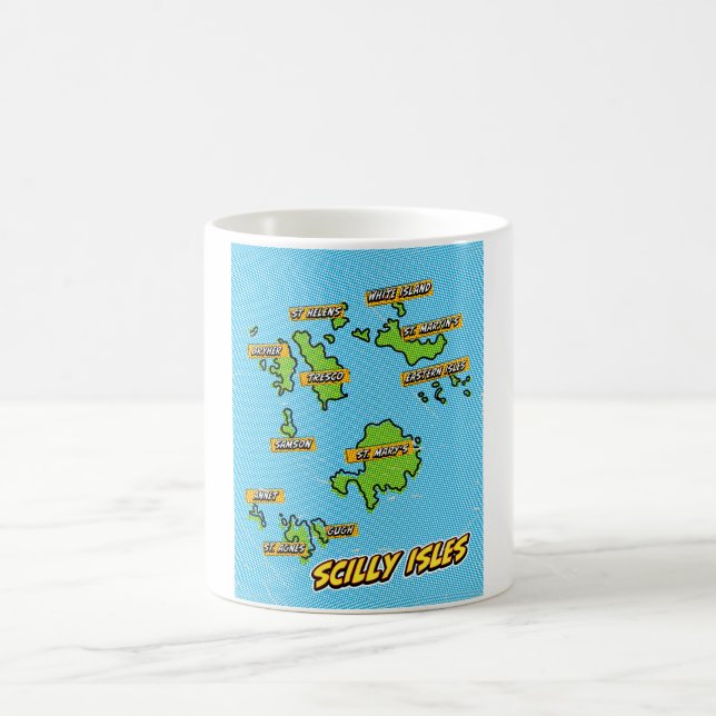 Pop Art Illustrated Scilly Isles map Coffee Mug (Center)