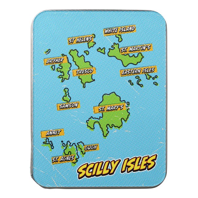 Pop Art Illustrated Scilly Isles map Jigsaw Puzzle (Lid Vertical)