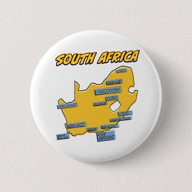 Pop Art Illustrated South Africa  Button (Front)