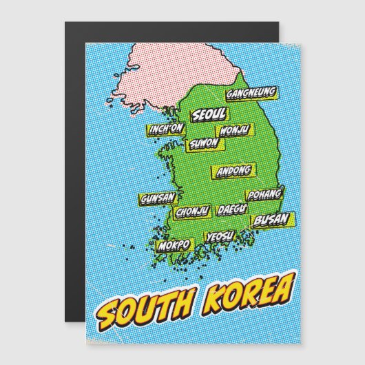 Pop Art Illustrated South Korea map (Front/Back)