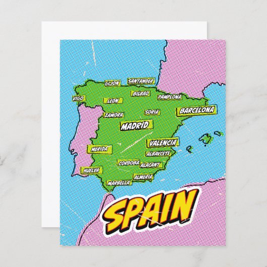 Pop Art Illustrated Spain map (Front/Back)