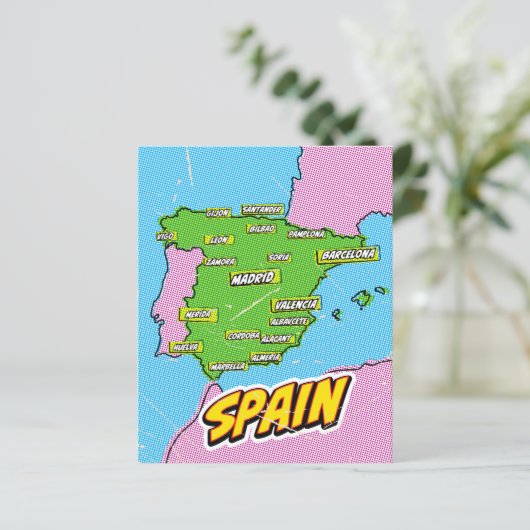 Pop Art Illustrated Spain map (Standing Front)