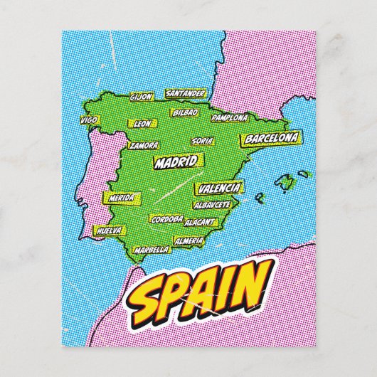 Pop Art Illustrated Spain map (Front)