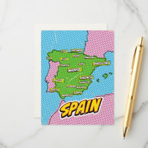 Pop Art Illustrated Spain map Enclosure Card