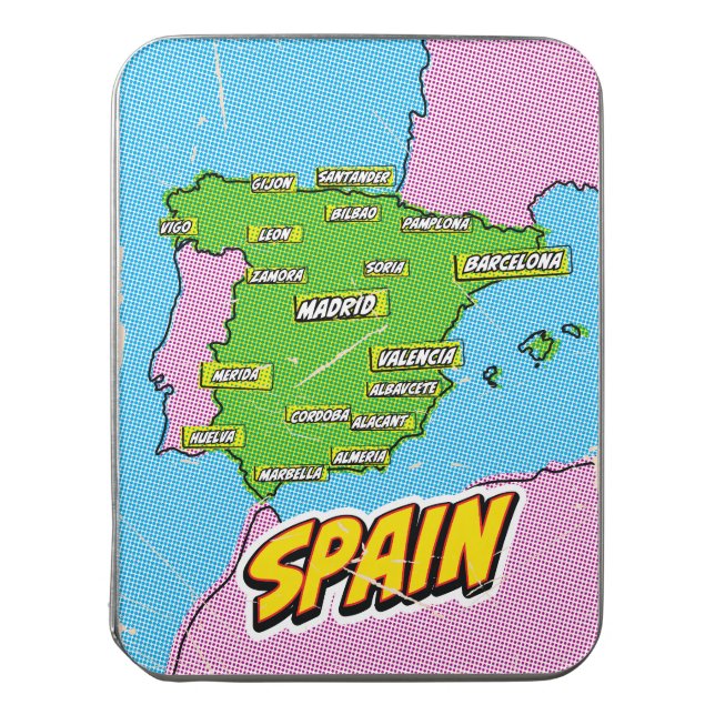 Pop Art Illustrated Spain map Jigsaw Puzzle (Lid Vertical)