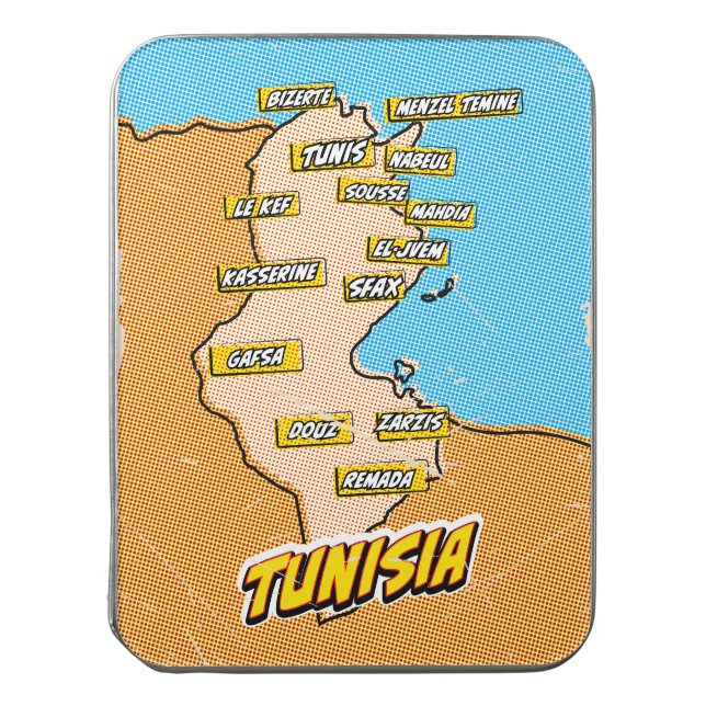 Pop Art Illustrated Tunisia map Jigsaw Puzzle (Lid Vertical)