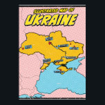 Pop Art Illustrated Ukraine Poster<br><div class="desc">Pop Art Illustrated Ukraine in a beautiful worn style.</div>
