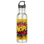Pop Art Illustration with Bold Yellow &#39;NOPE Stainless Steel Water Bottle