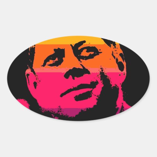 Pop Art Jack JFK John F Kennedy Oval Sticker