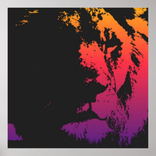 Pop Art Jamaica Rastafarian Lion Poster