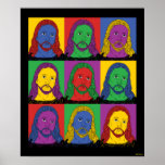 Pop Art Jesus Poster<br><div class="desc">"Pop Art Jesus" art graphic designed by bCreative shows an iconic depiction of Jesus in a nine panel pop art piece! This makes a great gift for family, friends, or a treat for yourself! This funny graphic is a great addition to anyone's style. bCreative is a leading creator and licensor...</div>