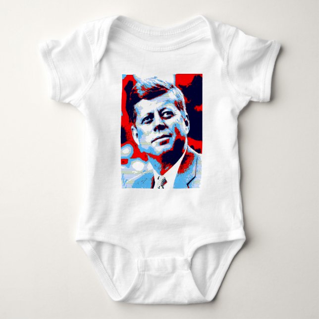 Pop Art JFK John F. Kennedy Red Blue Baby Bodysuit (Front)