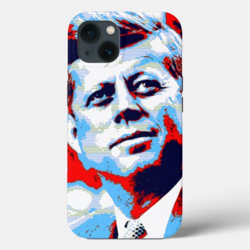 Pop Art JFK John F Kennedy Red Blue iPhone 13 Case