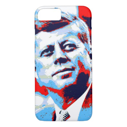 Pop Art JFK John F Kennedy Red Blue iPhone 87 Case