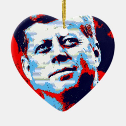 Pop Art JFK John F Kennedy Red Blue Ceramic Ornament