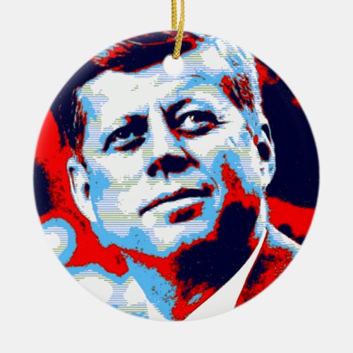 Pop Art JFK John F Kennedy Red Blue Ceramic Ornament