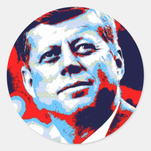 Pop Art JFK John F Kennedy Red Blue Classic Round Sticker