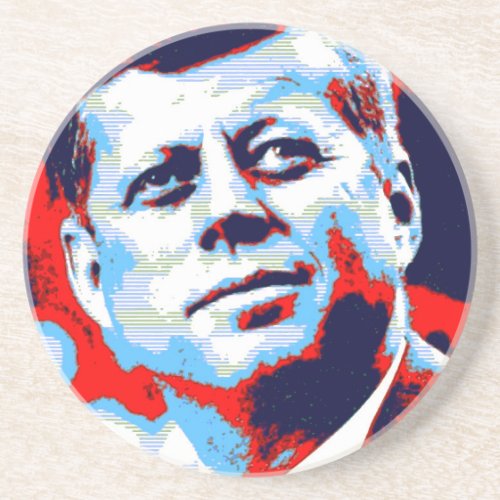 Pop Art JFK John F Kennedy Red Blue Drink Coaster