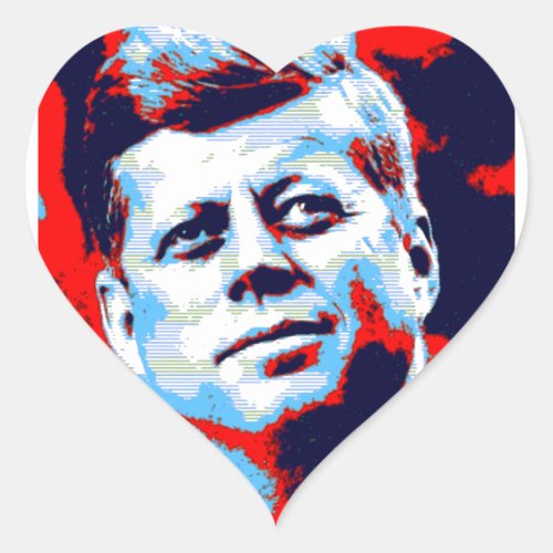 Pop Art JFK John F Kennedy Red Blue Heart Sticker