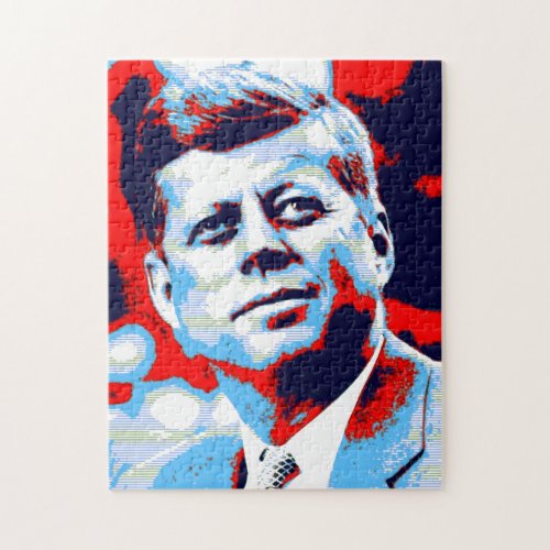 Pop Art JFK John F Kennedy Red Blue Jigsaw Puzzle