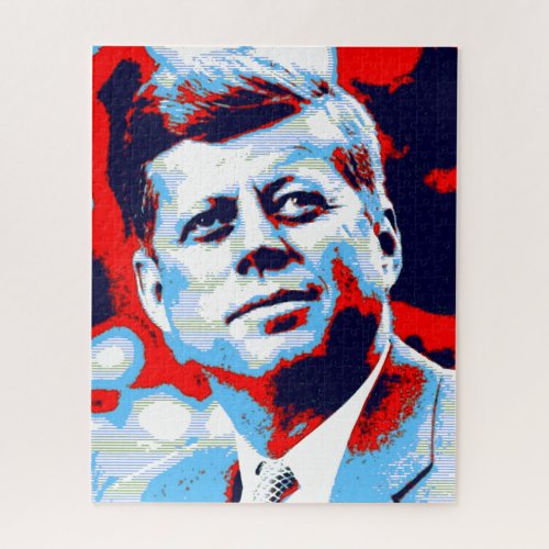 Pop Art JFK John F Kennedy Red Blue Jigsaw Puzzle