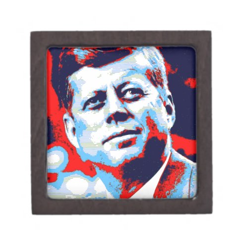 Pop Art JFK John F Kennedy Red Blue Keepsake Box