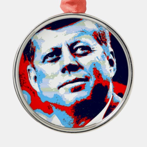 Pop Art JFK John F Kennedy Red Blue Metal Ornament
