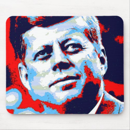 Pop Art JFK John F Kennedy Red Blue Mouse Pad