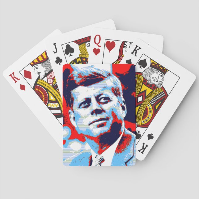 Pop Art JFK John F. Kennedy Red Blue Poker Cards (Back)