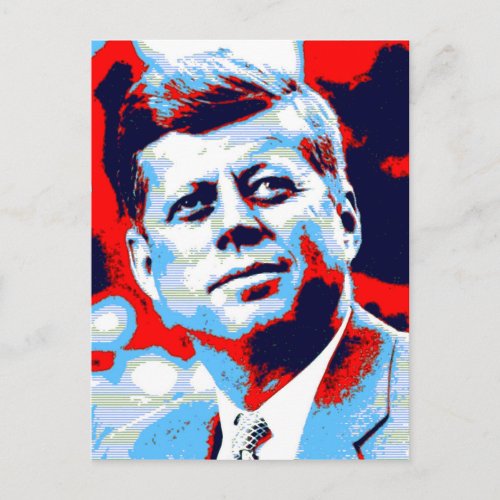 Pop Art JFK John F Kennedy Red Blue Postcard