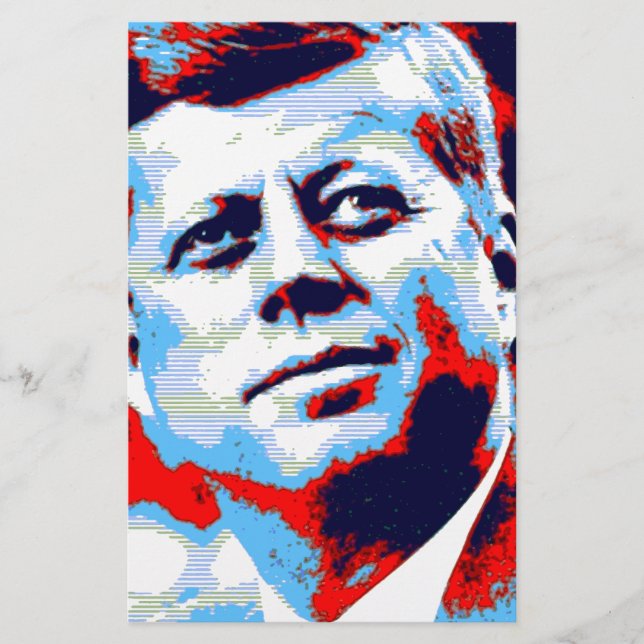 Pop Art JFK John F. Kennedy Red Blue Stationery (Front)