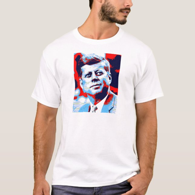 Pop Art JFK John F. Kennedy Red Blue T-Shirt (Front)