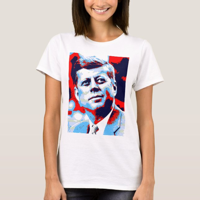 Pop Art JFK John F. Kennedy Red Blue T-Shirt (Front)