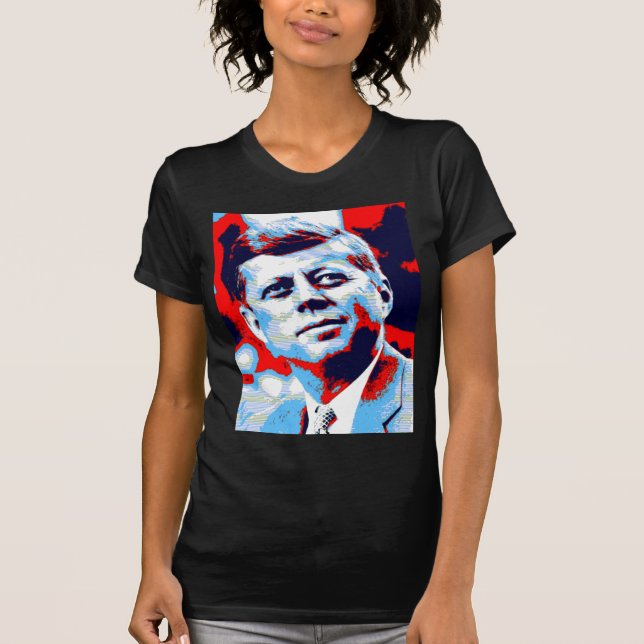 Pop Art JFK John F. Kennedy Red Blue T-Shirt (Front)