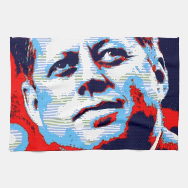 Pop Art JFK John F. Kennedy Red Blue Towel (Horizontal)