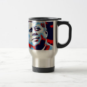 Pop Art JFK John F. Kennedy Red Blue Travel Mug
