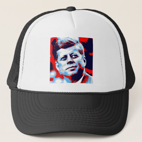 Pop Art JFK John F Kennedy Red Blue Trucker Hat