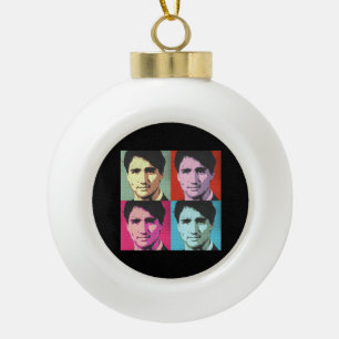 Pop Art Justin Trudeau - Full Size -.png Ceramic Ball Christmas Ornament