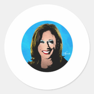 POP ART KAMALA HARRIS PORTRAIT CLASSIC ROUND STICKER