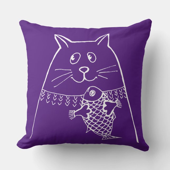Pop Art Kitty Throw Pillow (Front)