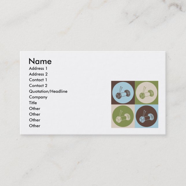 Pop Art Knitting Business Card (Front)